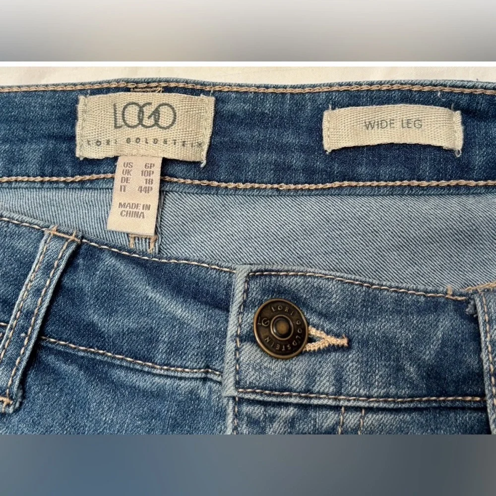 Logo by Lori Goldstein Jeans Size 6P Petite Wide Leg Cropped Raw Hem - Picture 13 of 15